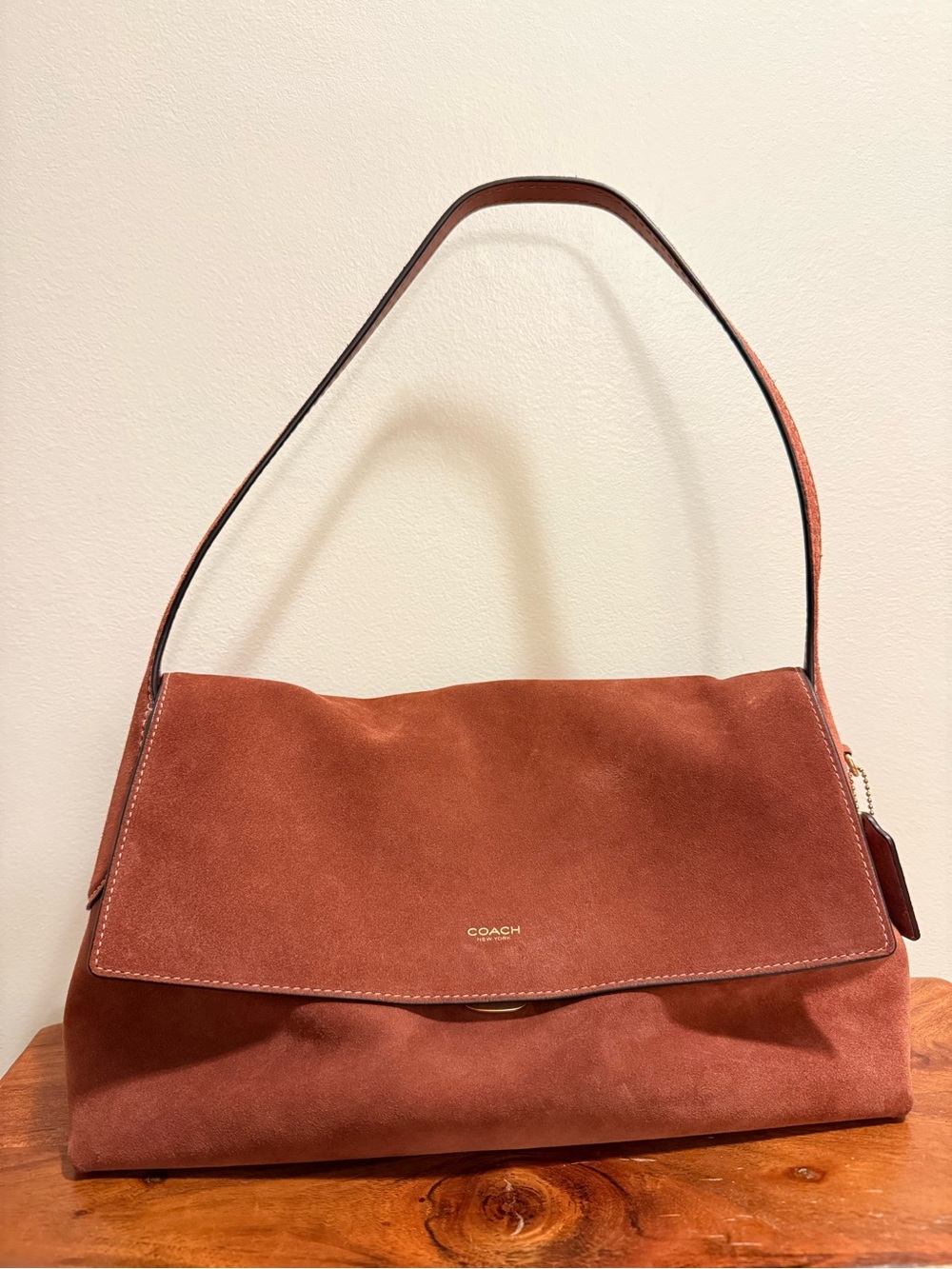 Coach Suede Chelsea 36 Shoulder Bag in Clay